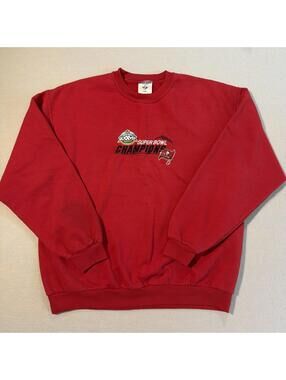 Vintage Tampa Bay Buccaneers 2003 Super Bowl Embroidered Red Sweatshirt Mens L